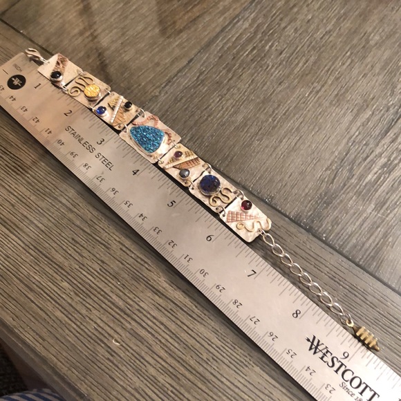 Sterling Silver Artisan Crafted Bracelet, Druzy & Mixed Metals - Picture 9 of 16